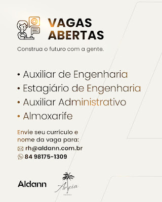 Procura por emprego? ALDANN abre vagas.