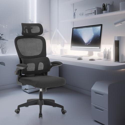 Revisão da Cadeira de Escritório Ergonômica Preto: Conforto e Estilo com Suporte Lombar Independente e Encosto de Cabeça Ajustável
