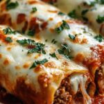 Lasanha de carne moida em rolinho com Queijo Ricota